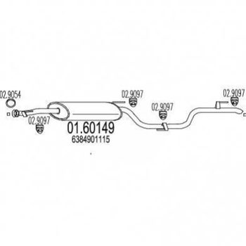 Глушник MTS 01.60149 Mercedes V-Class, Vito 6384901115, A6384901115