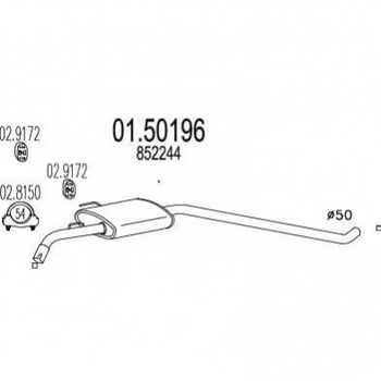 Глушитель средний MTS 01.50196 Opel Omega 852244
