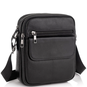 Барсетка-месенджер чоловіча шкіряна Tiding Bag IT-73302 17х21х5 чорна, через плече, для телефону (JDT-0849783)