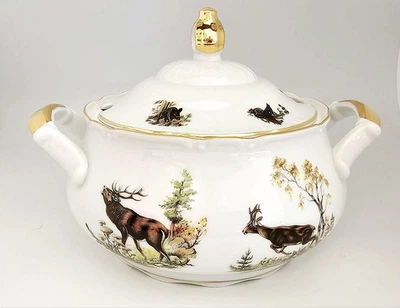 Супниця Gloria fine porcelain Bavaria Handwork Bayreuth Made in Germany Полювання h-18,5 см, 2650мл