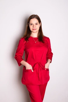 Костюм медичний жіночий Пава (котон, червоний, р.44-64) Марія 58