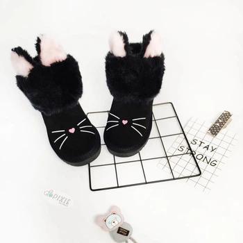 Черевики з вушками котика Чорний 28 16см 3706