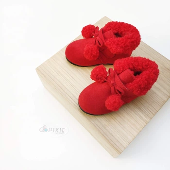 Ботинки красные с помпонами Красный 23 1763