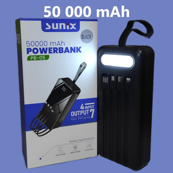 Power Bank Повербанк 50000 mAh Sunix PB-05 Потужний павербанк з ліхтариком, УМБ