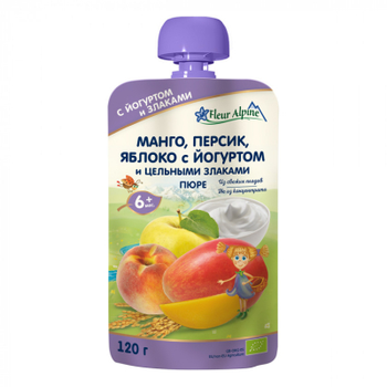Дитяче пюре Fleur Alpine Манго-пер-яблука. з йогурт 120 г (5024688001147)