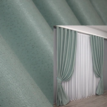 Комплект готовых штор VR-Textil Лен рогожка №774ш Голубой 150х300см 2 шт (30-558)