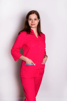 Костюм медичний жіночий Камілла (котон, корал-сірий, р.42-50) Марія 46