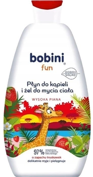 Лосьйон для ванни та гель для миття тіла Bobini Fun Полуниця 500 мл (5900931033366)