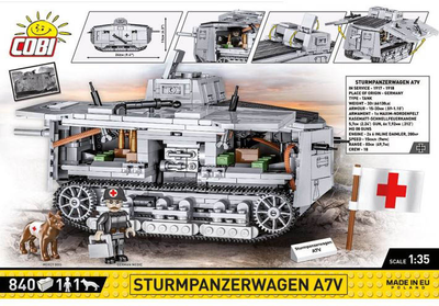 Klocki konstrukcyjne Cobi HC Great War Sturmpanzer wagen A7V 840 elementów (5902251029890)