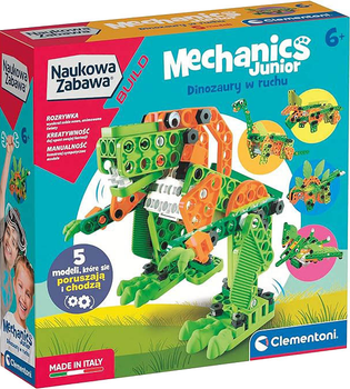 Klocki konstrukcyjne Clementoni Mechanics Junior Dinosaurs 130 elementów (8005125506811)