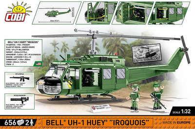 Klocki konstrukcyjne Cobi Bell UH-1 Huey Iroquois 656 elementów (5902251024239)