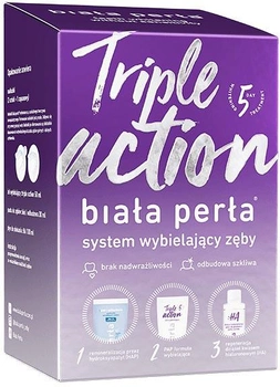 Набір Biała Perła зубна паста Triple Action для домашнього відбілювання 30 мл + відбілювальний 50 мл + ополіскувач 100 мл (8588003659026)