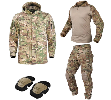 Тактический комплект военной одежды G3 Multicam, убакс+штаны с защитой, куртка M65 Мультикам р.2XL