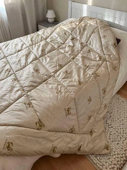 Одеяло зимнее из овечьей шерсти 180х215 см бежевое pure wool
