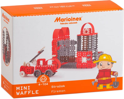 Klocki konstrukcyjne Marioinex Mini Waffle Strażak w pudełku 163 elementy (5903033902530)