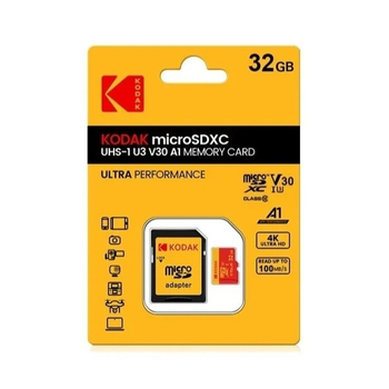 Високошвидкісна карта пам'яті Kodak micro SD/TF 32Гб з адаптером червона