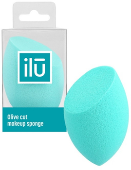 Спонж для макіяжу із плоским зрізом Ilu Sponge Olive Cut Turquoise Бірюзовий (5903018901152)
