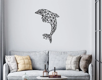 Декоративне панно на стіну з дерева Upwood Decor Дельфін2 Dolphin2 84 х 60 см black