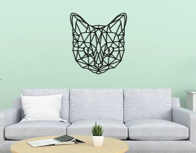 Декоративне панно на стіну з дерева Upwood Decor Кіт Cat 64.8 х 60 см black