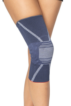 Бандаж на коліно трикотажний з кільцем і ребрами жорсткості Ortolife Розмір XXL Синій (OL-6003)