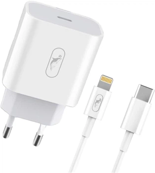 Зарядное устройство Sky Dolphin SC18EL PD2.0 1-USB Type-С 3 A Белое + кабель Lightning (MZP-000156)