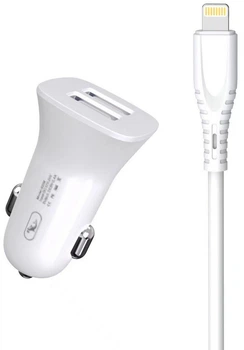 Автомобильное зарядное устройство Sky Dolphin SZ09L 2-USB 3.4 A Белое + кабель Lightning (AZP-000108)