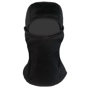 Зимова тепла балаклава шапка-шолом на флісі Чорний (Kali) з поліестеру універсальний розмір захист голови обличчя з невеликим розрізом для очей