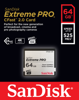 Karta pamięci SanDisk Extreme Pro CFAST 2.0 64 GB VPG130 (SDCFSP-064G-G46D)