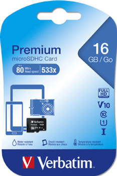 Карта пам'яті Verbatim Premium MicroSDHC 16 GB Class 10 (23942440109)