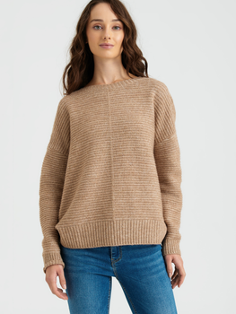 Sweter damski luźny Greenpoint SWE6270034W2212S00 S Brązowy (5903245347167)