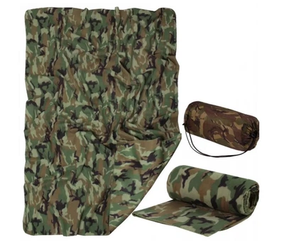 Флисовое одеяло в чехле Mil-Tec woodland 200Х150 14426020
