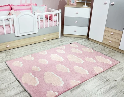 Килим дитячий Moretti Side, 77*150 см, двосторонній рожевий Хмари