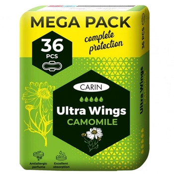 Прокладки для трусиків з крильцями Carin Ultra Wings Camomile ультратонкі 36 шт (8594004302045)