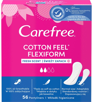 Wkładki higieniczne Carefree Cotton Feel Flexiform Fresh Scent świeży zapach 56 szt (3574661482187)