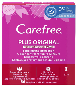 Гігієнічні прокладки Carefree Plus Original Fresh scent 56 шт (3574661487311)