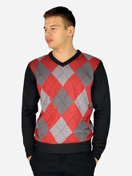 Пуловер мужской Pierre Cardin 31840208 M Черный/Серый/Красный