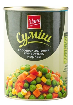 Суміш з горошка, моркви і кукурудзи VARO 6 шт х 400 г