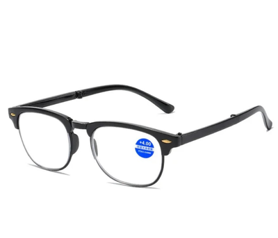 Складные винтажные очки для чтения +3.50 диоптрий ERIKOLE в пластиковой оправе с футляром, черные (75310360)