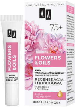 Крем для шкіри навколо очей та губ AA Cosmetics Flowers&Oils 75+ Регенерація проти зморшок 15 мл (5900116083940)