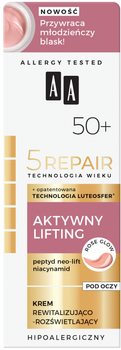 Krem do twarzy AA Cosmetics Technologia Wieku 5Repair 50+ Aktywny Lifting rewitalizujaco-rozświetlający 15 ml (5900116080987)