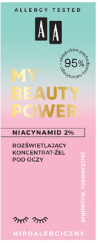 Żel pod oczy AA Cosmetics My Beauty Power Niacynamid 2% rozświetlający koncentrat 15 ml (5900116075983)
