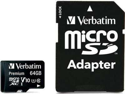 Карта пам'яті Verbatim Premium MicroSDXC 64GB Class 10 + SD-адаптер (23942440840)