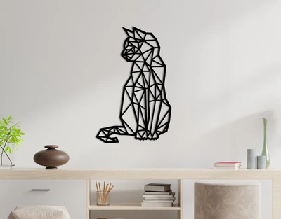 Декоративное панно на стену из дерева Upwood Decor Кот Cat 54.3 х 35 см black