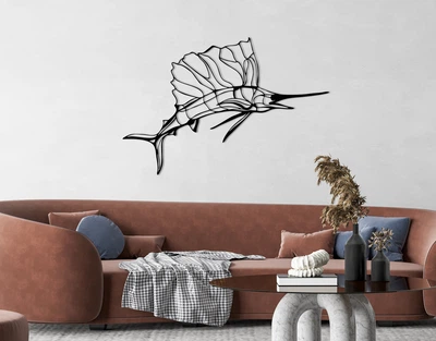 Декоративне панно на стіну з дерева Upwood Decor Риба голка Needle fish 50 х 75 см black