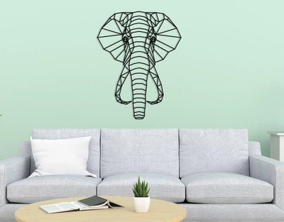 Декоративное панно на стену из дерева Upwood Decor Слон Elephant 64.5 х 50 см black