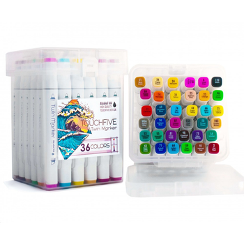 Набор маркеров для скетчинга TOUCH FIVE Sketchmarker в пластиковом боксе 36 цветов