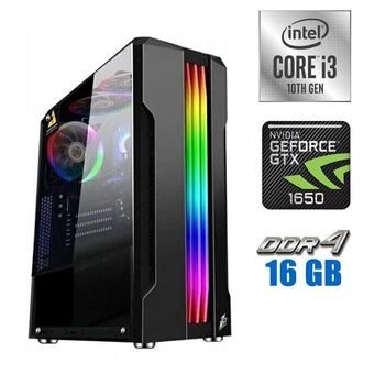 Игровой ПК Tower / Intel Core i3-10100F (4(8) ядра по 3.6-4.3 GHz) / 16 GB DDR4 / 240 GB SSD / GeForce GTX 1650, 4 GB GDDR5, 128-bit / 500W