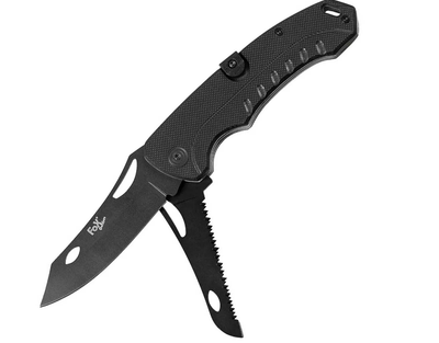 Рятувальний Складаний Ніж для Виживання MFH Fox Outdoor Jack Knife 2 в 1 Чорний 45525