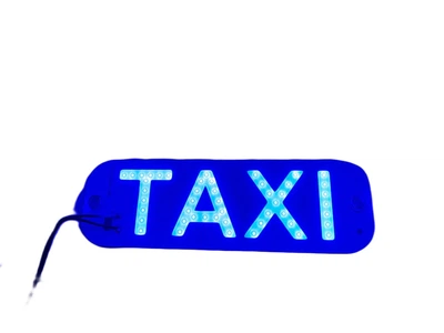 Табличка TAXI на лобовое стекло cветодиодная на присосках LED шашка для такси 12в Синяя (17366) 17366