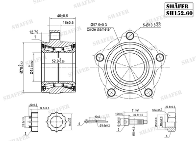 Подшипник передний Ford Transit, 00-06 (45x53x78), монт. ккт.+ SH152.60K Shafer